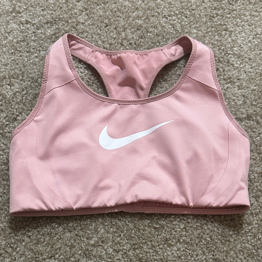 Nike Blush Pink Sports Bra with White Swoosh